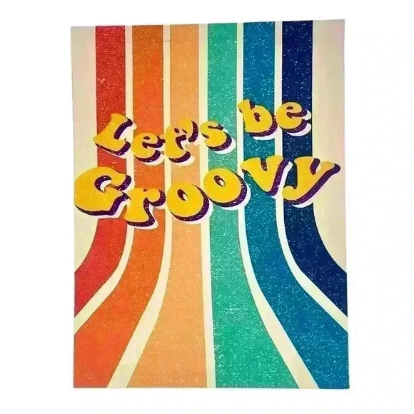 Groovy  70s Rainbow Canvas Print Wall Art Motivational Quote - 13.5”x10” Decor - Picture 1 of 6